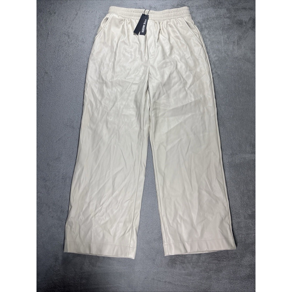 Steve Madden Gilda Pant Imitation Leather Ivory Size L NWT *READ*
